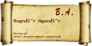 Bognár Agenór névjegykártya
